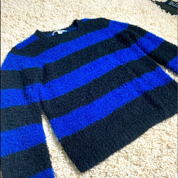 DKNY Girls Sweater - Black and Blue Stripes - Picture 2 of 2